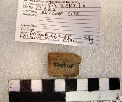 1974.002.00008; Stone Projectile Point- Folsom 