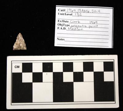 1969.003.00085; Stone Projectile Point- Madison