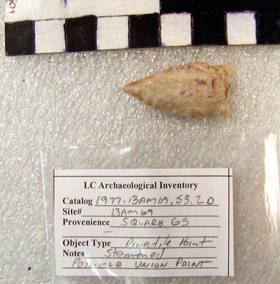 1977.003.00255; Stone Projectile Point- Union