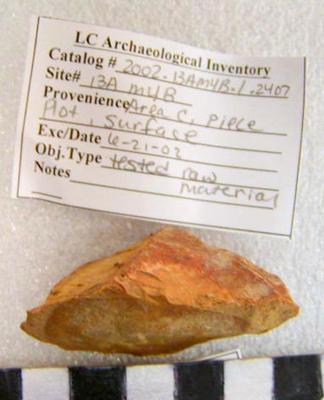 2002.001.01291; Chipped Stone- Tested Raw Material