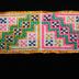 E1465: Hmong cross stiched bookmark on orange satin ribbon. Yer Vu