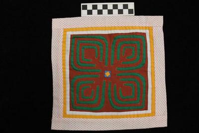 E1463: Hmong reverse applique pandau with squash blossom see motif. 