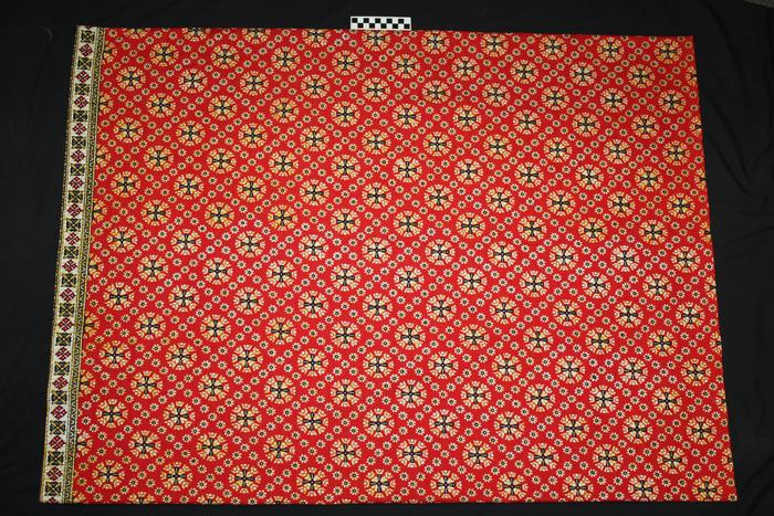 E1458: Hmong skirt red with flower designs