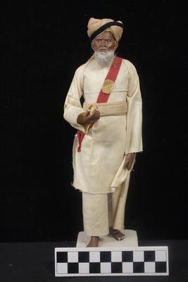 E1302: India- Clay Figurine, Government Messenger or "Chaprassi"