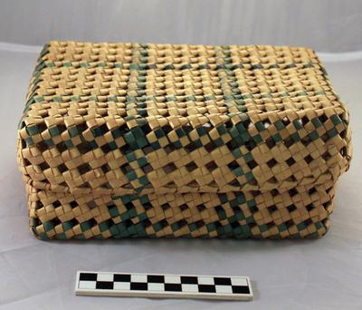 E1349: Indian Green Openwork Basket with Lid