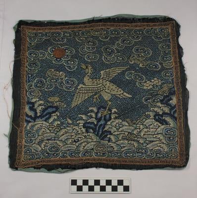 E1529.A: 19th Century Chinese Civilian Rank Badge, Embroidered Silk