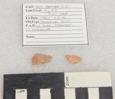 2004.001.00010; Stone Projectile Point- Fragment