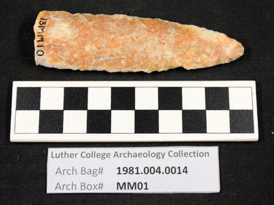 1981.004.0014; chipped stone- projectile point- Lanceolate