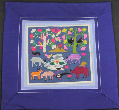 E1471: Hmong, Embroidery: Animal Scene pillowcase