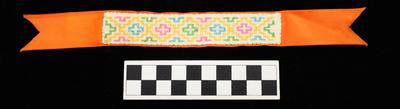 E1612: Hmong bookmark cross stitch, orange ribbon